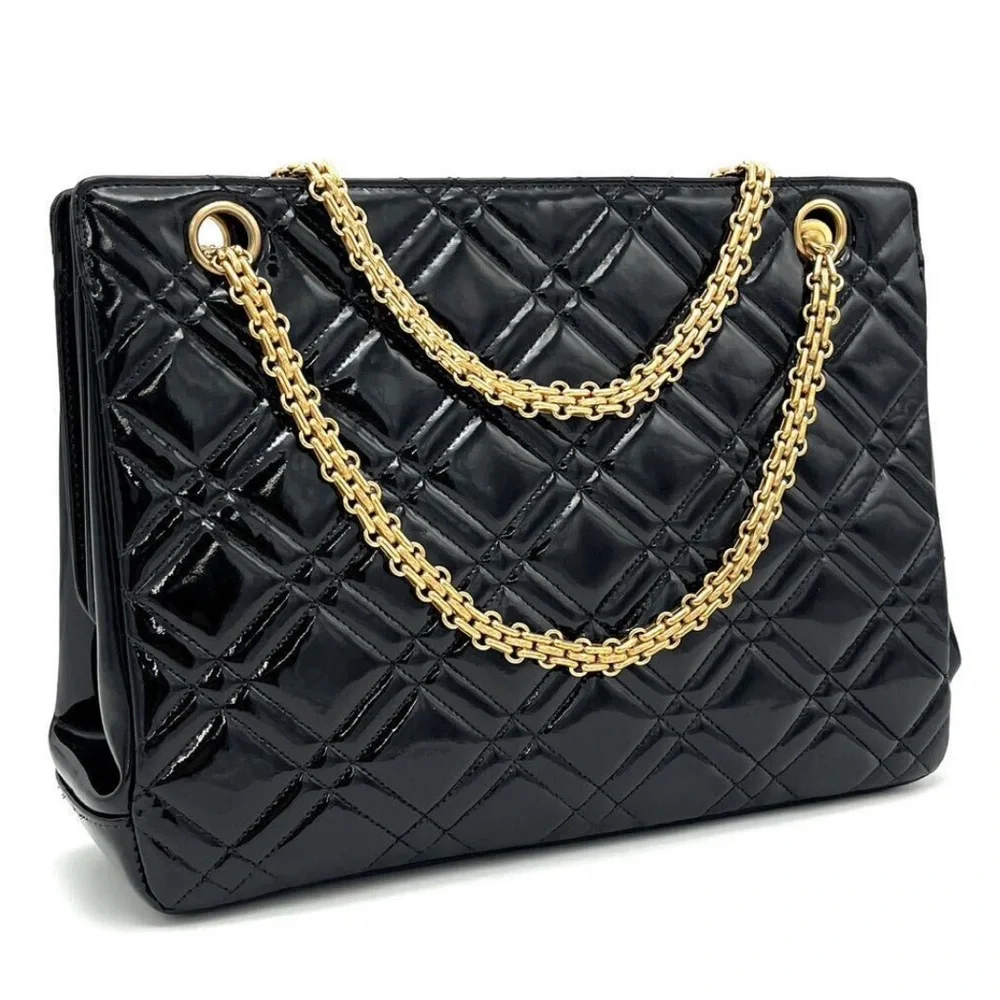 Authentic CHANEL Coco Mark Enamel Patent crossbody/hand Bag with COA